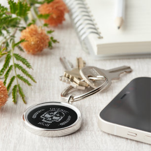 Porte-Clé deluxe métal Québec skull biker Keychain