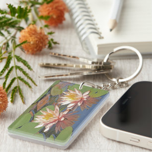 porte - clé "DEUX LOTUS ROSE"