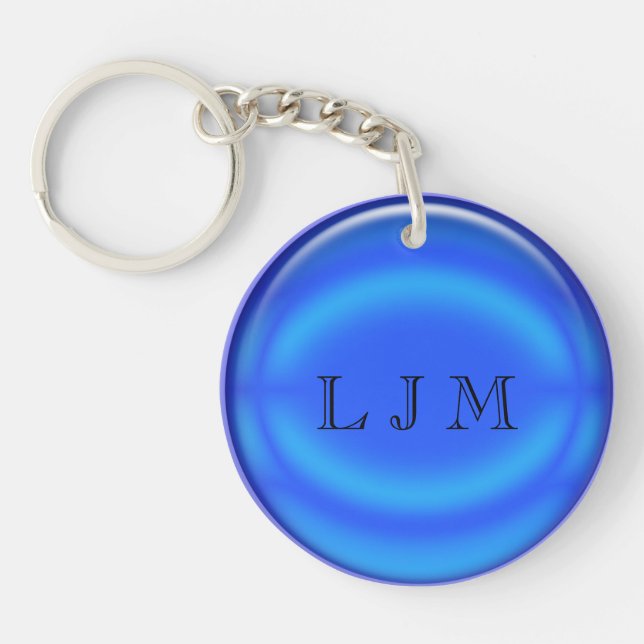 Porte - clé - Disque bleu avec initiales (Devant)