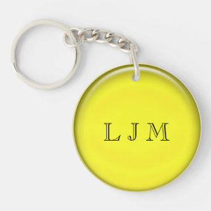 Porte - clé - Disque jaune avec initiales
