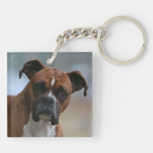 Porte - clé double face de portrait de chien de