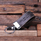 Porte - clé en cuir Faux Brown foncé Premium