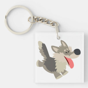 Porte - clé espiègle mignon d'acrylique de loup de