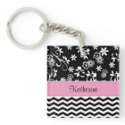 Porte - clé floral d'acrylique de motif de Chevron