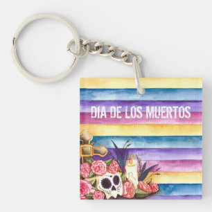 Porte - clé floral de Skull Dia de los Muertos  