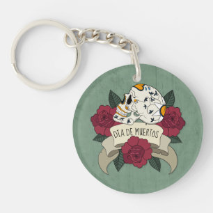 Porte - clé floral de Skull Dia de los Muertos  