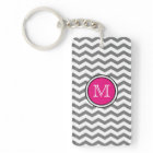 Porte - clé gris d'acrylique de zigzag de Chevron
