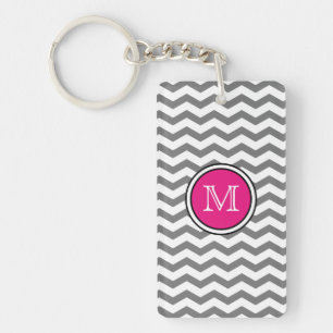 Porte - clé gris d'acrylique de zigzag de Chevron