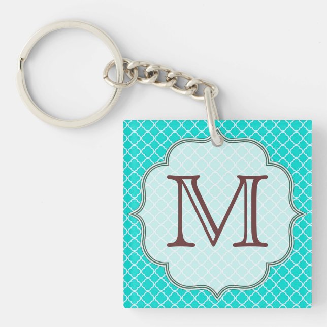 Porte - clé initial du quart-feuille turquoise Lat (Devant)