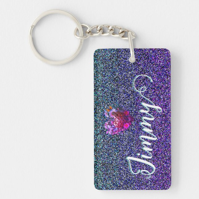 Porte - clé Jimmy Name personnalisé - Floral Heart (Devant)