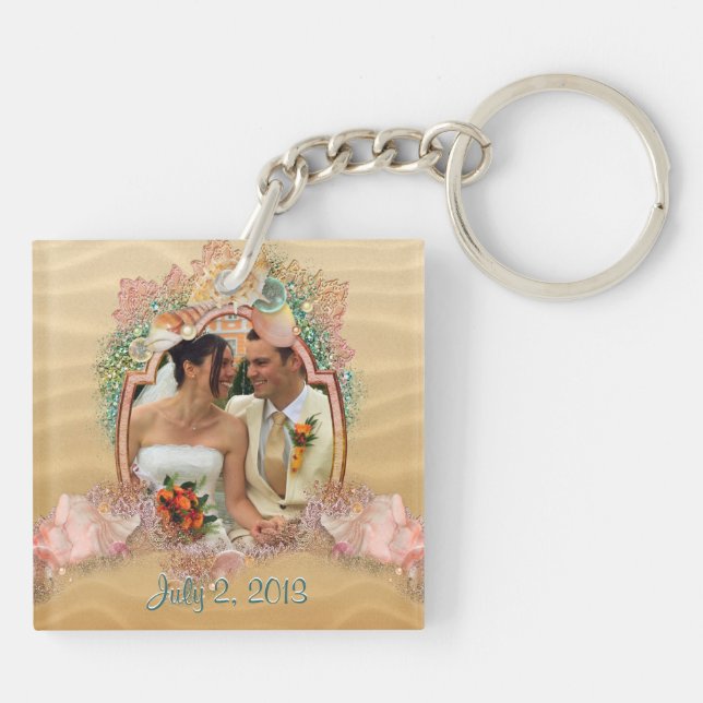 Porte - clé Mariage de Beach Keepsaké Ajouter VOTR (Dos)