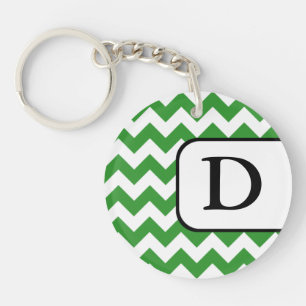 Porte - clé Monogramme Acrylique Chevron Vert