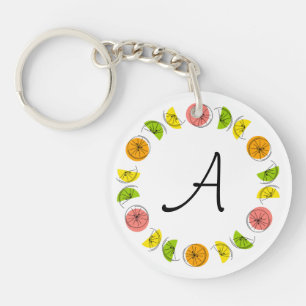 Porte - clé monogramme Cercle Citrus double face