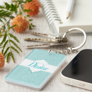 Porte - clé Monogramme Parties scintillant turquoi