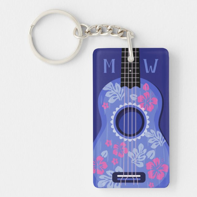 Porte - clé monogramme personnalisé Ukulele (Devant)