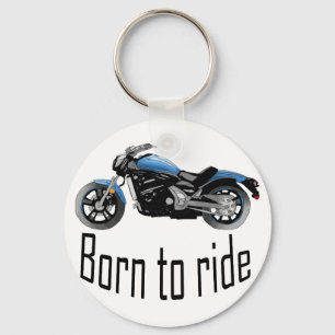 Porte-clé "Né pour monter", moto bleue