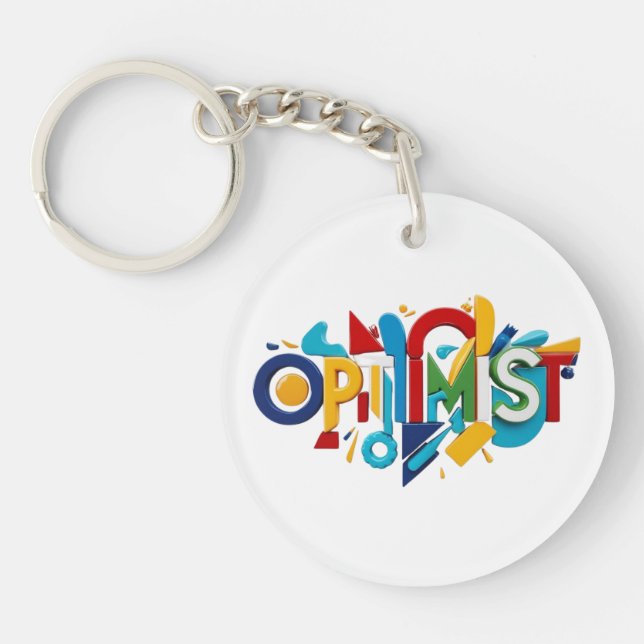 Porte - clé optimiste design, cadeau de la Saint V (Devant)