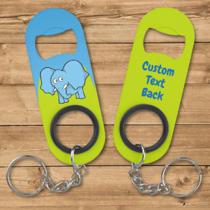 Porte-clé ouvre-bouteille éléphant bleu dessin ani