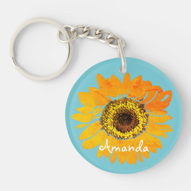Porte - clé personnalisé de tournesol (Devant)