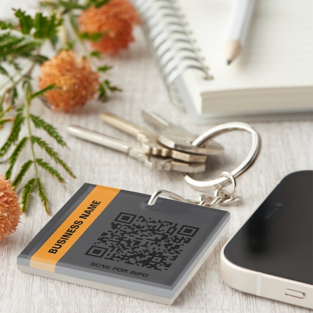 Porte - clé professionnel de code QR personnalisé (Devant Droit)
