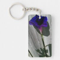 Porte - clé rectangulaire fleur de gloire du matin