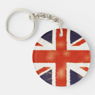 Porte - clé rond acrylique vintage d'Union Jack