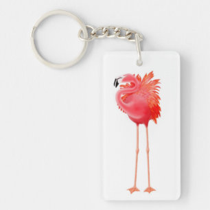Porte - clé rose solitaire d'oiseau de Flamant