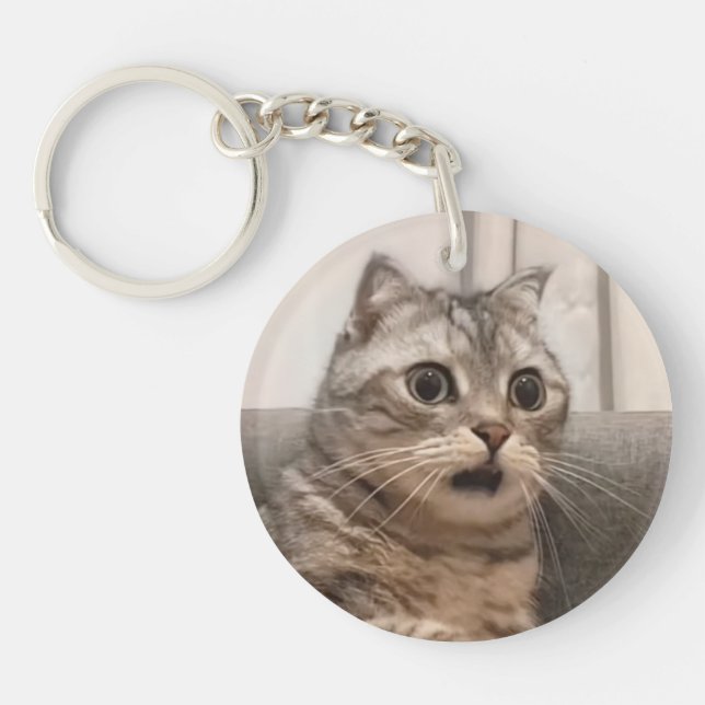 Porte - clé Shocked Cat Meme (Devant)