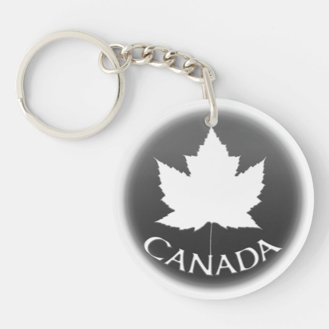 Porte - clé Souvenir Canada Feuille d'érable blanc (Devant)