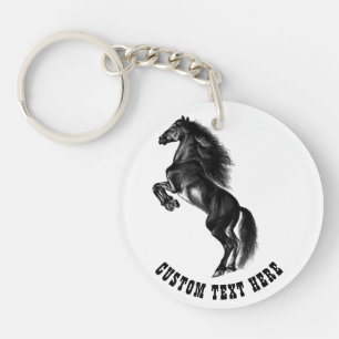 Porte - clé texte personnalisé avec cheval noir dr