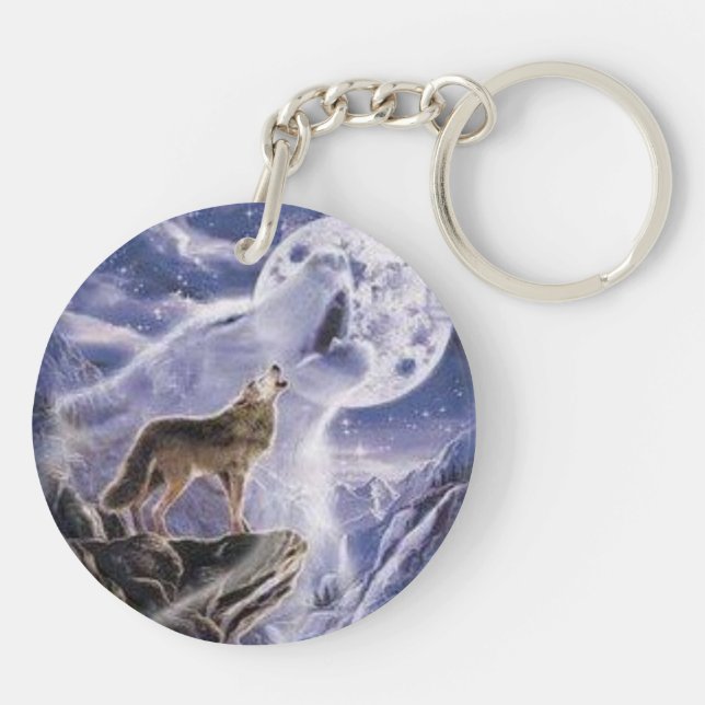 porte clef acrylique loup couleurs (Dos)