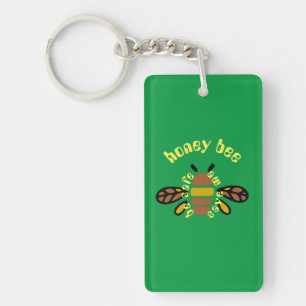 Porte-clefs Honey bee acrylique - rectangle vert