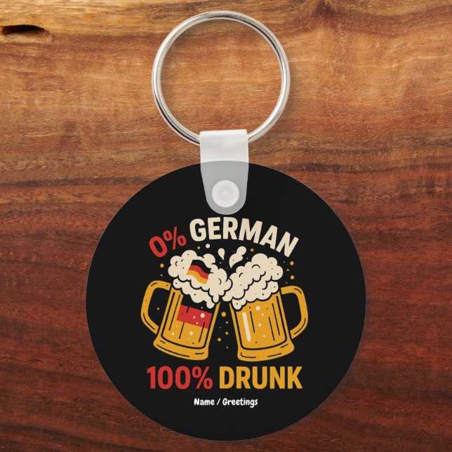 Porte-clés 0% Allemand 100% Drunk Funny Oktoberfest Beer Love (Recto)
