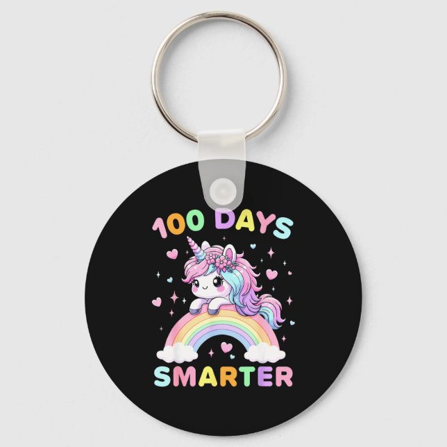 Porte-clés 100 Days Smarter Unicorrn 100th Day Of School Kids (Recto)