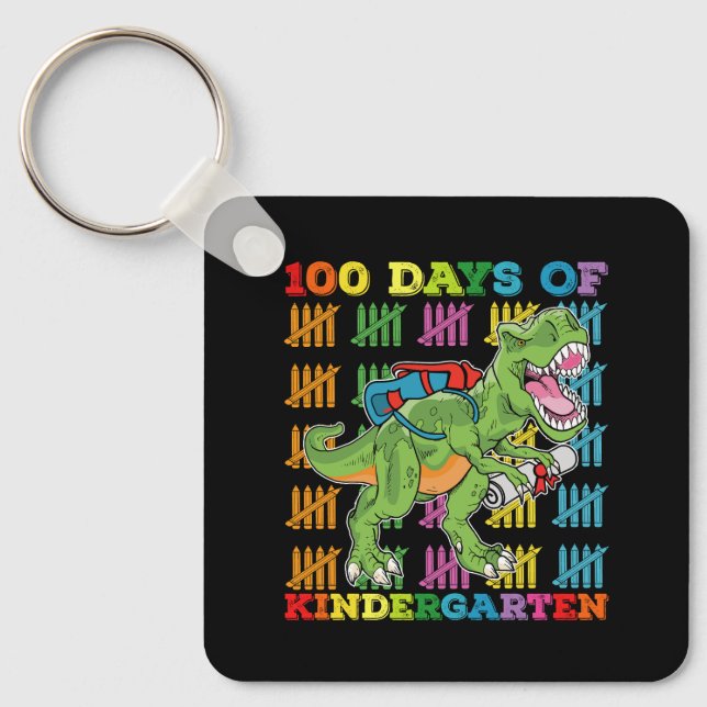 Porte-clés 100 Jours De Maternelle T Rex Dinosaur School (Recto)