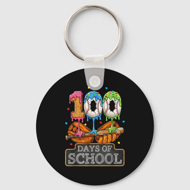 Porte-clés 100 Jours D'école Baseball Crème Glacée Dégoulinan (Recto)