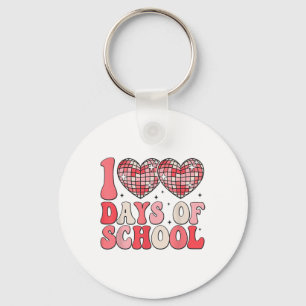 Porte-clés 100 Jours D'École Rétro Coeurs Disco 100E Jour