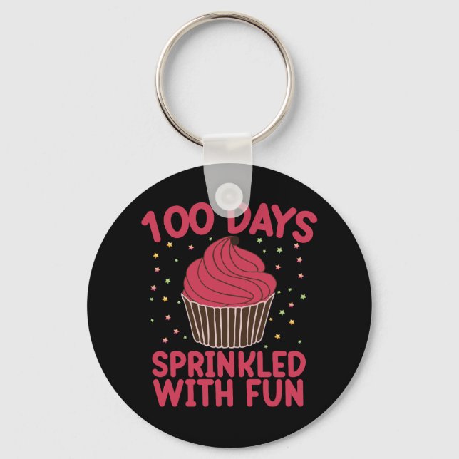 Porte-clés 100 Jours Parsemés De Fun Cupcake Écolière  (Recto)