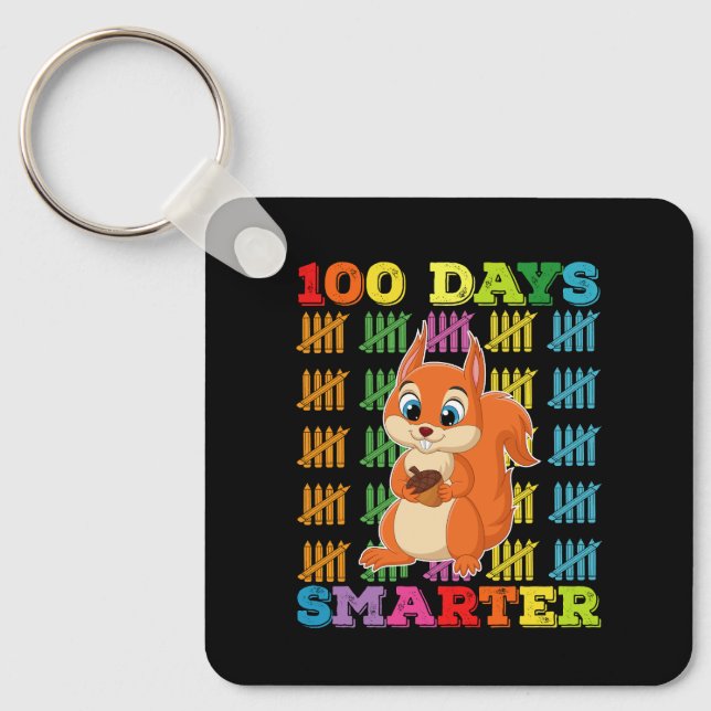 Porte-clés 100 Jours Smarter Squirrel 100e Jour De L'École (Recto)