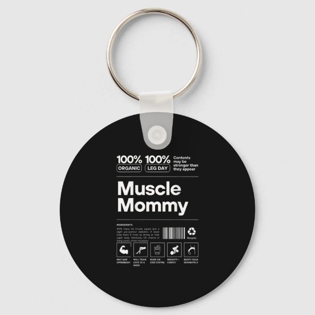 Porte-clés 100% Muscle Mommy - Bodybuilding Gym Fit - Design  (Recto)