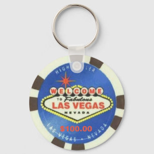 Porte-clés 100 $ Poker Chip Blue Las Vegas Porte - clé