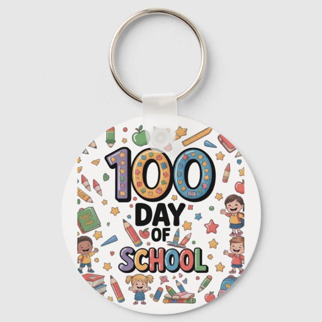 Porte-clés 100th Day of School Fun T-Shirt | Colorful Kids &  (Recto)