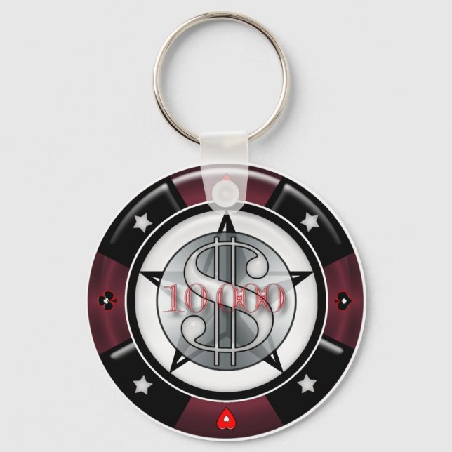 Porte-clés 10 000,00 $ Jeu Poker Chip (Recto)