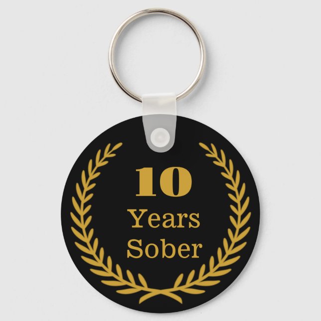 Porte-clés 10 Ans Sobre, Personalizable Sobriety Keepsaké (Recto)