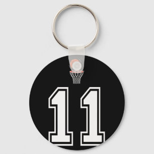 Porte-clés 11 Nombre Style Basketball Vintage Blanc Premium
