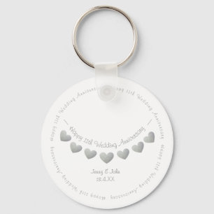 Porte-clés 11e anniversaire Mariage en acier cadeau Key Ring