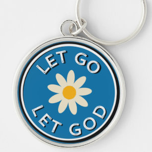 Porte-clés 12 Étape Récupération Laisser Dieu Bleu Fleur Clé