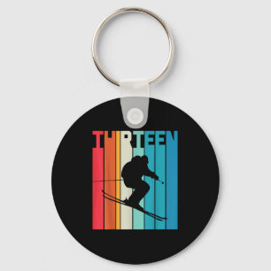 Porte-clés 13e anniversaire Boy Retro Ski Lover Skier 13 ans 