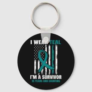 Porte-clés 15 ans Cancer de l'ovaire Survivor Cadeaux Turquoi