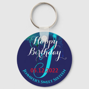 Porte-clés 16e anniversaire Sweet 16 Seize parti pour Blue